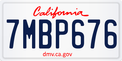 CA license plate 7MBP676