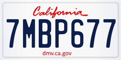 CA license plate 7MBP677