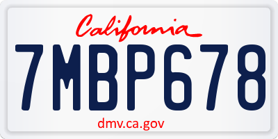 CA license plate 7MBP678