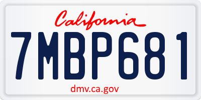 CA license plate 7MBP681