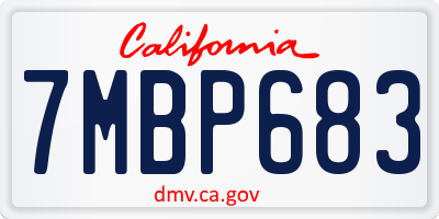 CA license plate 7MBP683