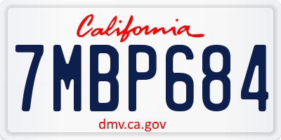 CA license plate 7MBP684