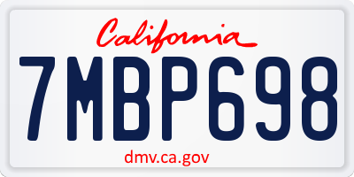 CA license plate 7MBP698