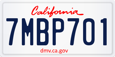CA license plate 7MBP701