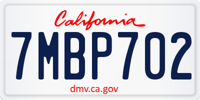 CA license plate 7MBP702