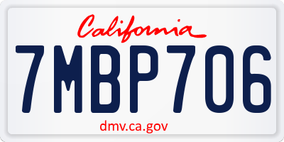 CA license plate 7MBP706