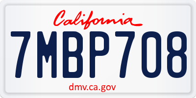 CA license plate 7MBP708