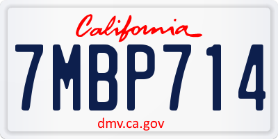 CA license plate 7MBP714