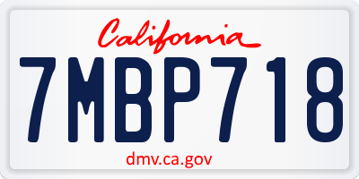 CA license plate 7MBP718