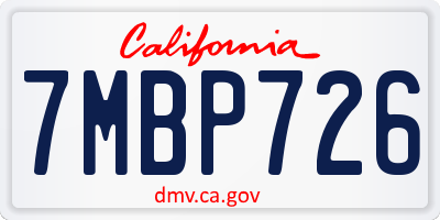 CA license plate 7MBP726