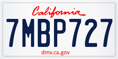 CA license plate 7MBP727