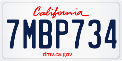 CA license plate 7MBP734