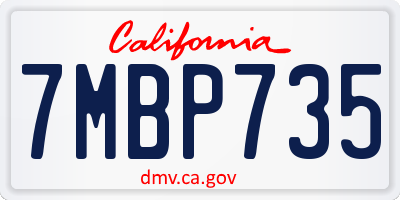 CA license plate 7MBP735