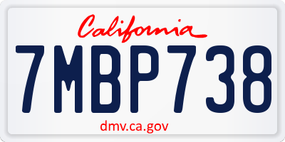 CA license plate 7MBP738