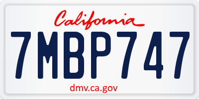 CA license plate 7MBP747