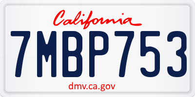 CA license plate 7MBP753