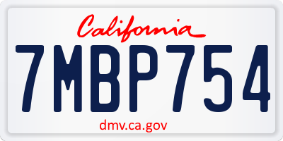 CA license plate 7MBP754