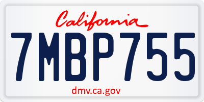 CA license plate 7MBP755
