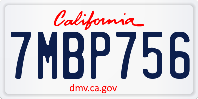 CA license plate 7MBP756