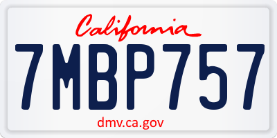 CA license plate 7MBP757