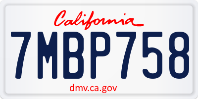 CA license plate 7MBP758