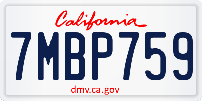 CA license plate 7MBP759