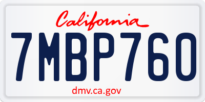 CA license plate 7MBP760