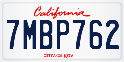 CA license plate 7MBP762