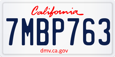 CA license plate 7MBP763