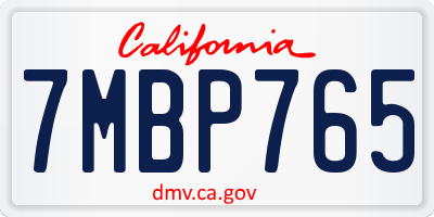 CA license plate 7MBP765