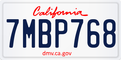 CA license plate 7MBP768