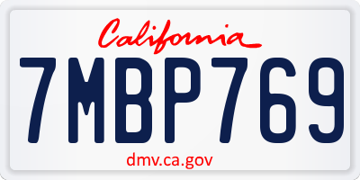 CA license plate 7MBP769