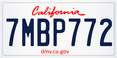 CA license plate 7MBP772