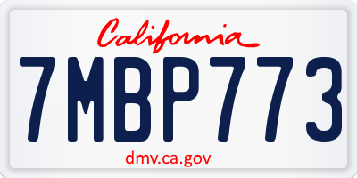 CA license plate 7MBP773