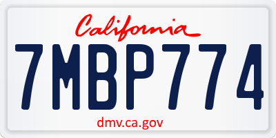 CA license plate 7MBP774