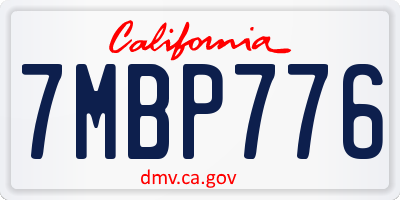 CA license plate 7MBP776