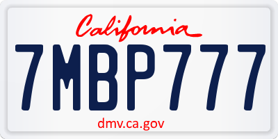 CA license plate 7MBP777
