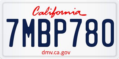 CA license plate 7MBP780