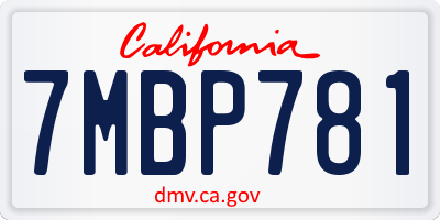 CA license plate 7MBP781
