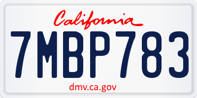 CA license plate 7MBP783