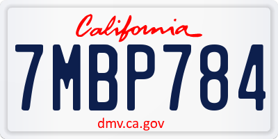 CA license plate 7MBP784