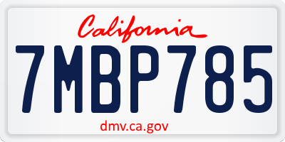 CA license plate 7MBP785