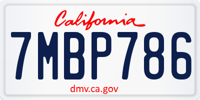 CA license plate 7MBP786