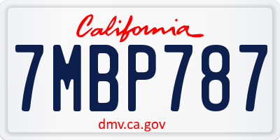 CA license plate 7MBP787