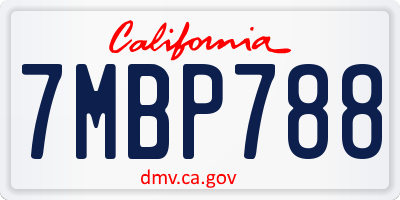 CA license plate 7MBP788