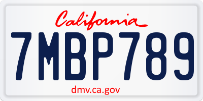 CA license plate 7MBP789