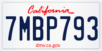 CA license plate 7MBP793