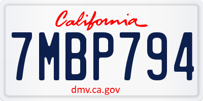 CA license plate 7MBP794