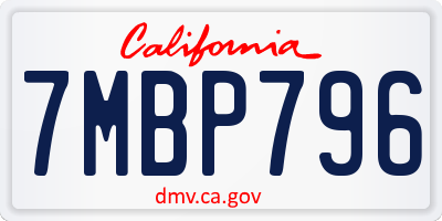 CA license plate 7MBP796