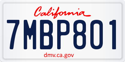 CA license plate 7MBP801